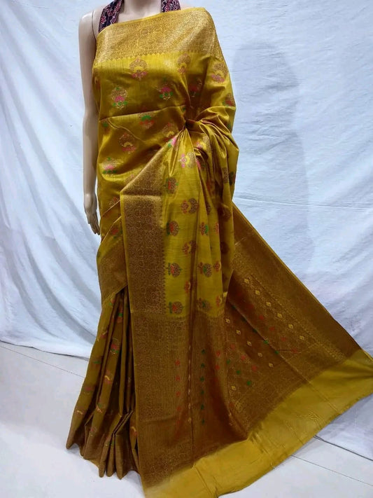 Semi Tussar Munga Banarasi Silk Saree STM02