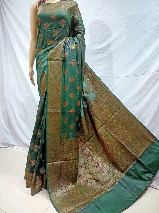 Semi Tussar Munga Banarasi Silk Saree STM07