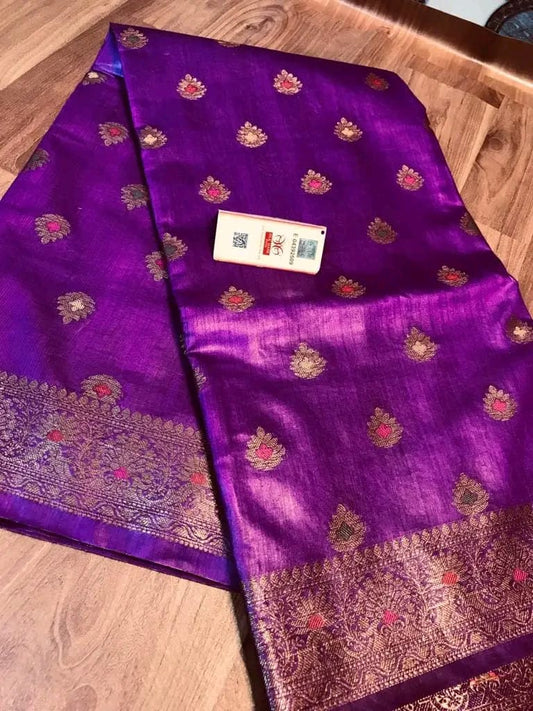 Semi Tussar Munga Banarasi Silk Saree STM09