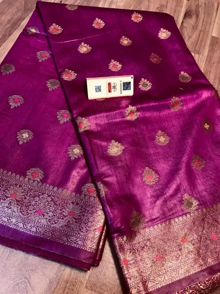 Semi Tussar Munga Banarasi Silk Saree STM18