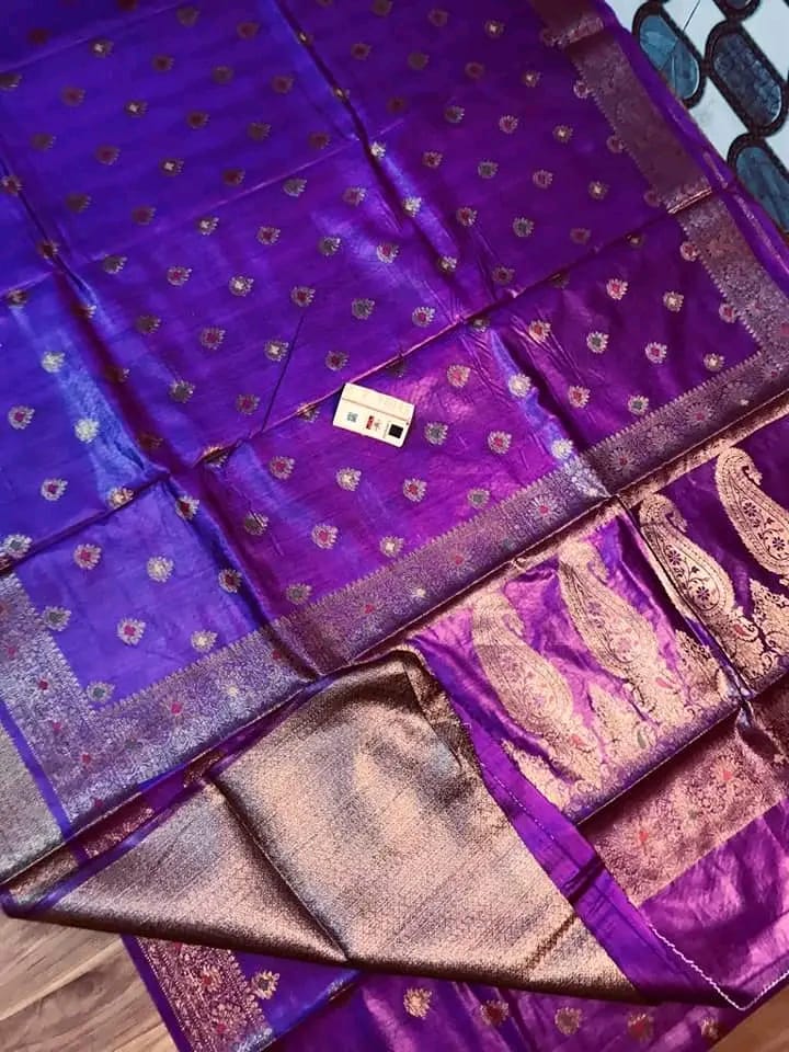 Semi Tussar Munga Banarasi Silk Saree STM09