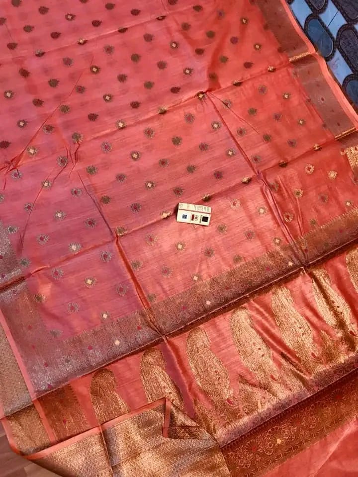 Semi Tussar Munga Banarasi Silk Saree STM22