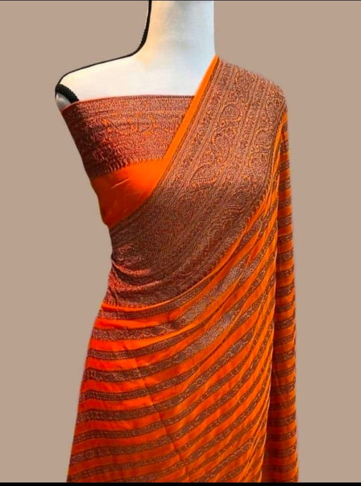 Party Wear Semi Georgette Banarasi Silk Saree PWS02