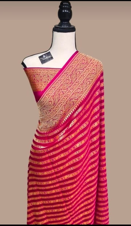 Party Wear Semi Georgette Banarasi Silk Saree PWS03