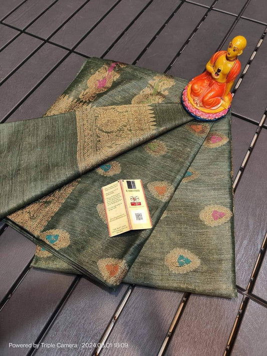 Semi Tussar Munga Banarasi Silk Saree STM31