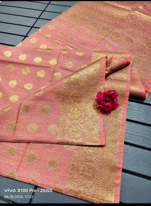 Semi Tussar Munga Banarasi Silk Saree STM32