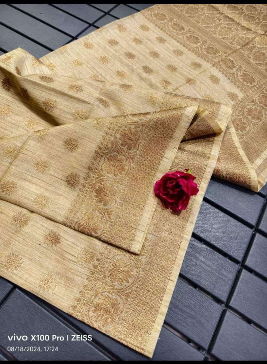 Semi Tussar Munga Banarasi Silk Saree STM34