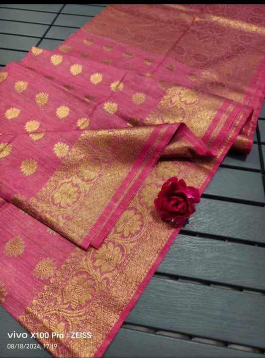 Semi Tussar Munga Banarasi Silk Saree STM36