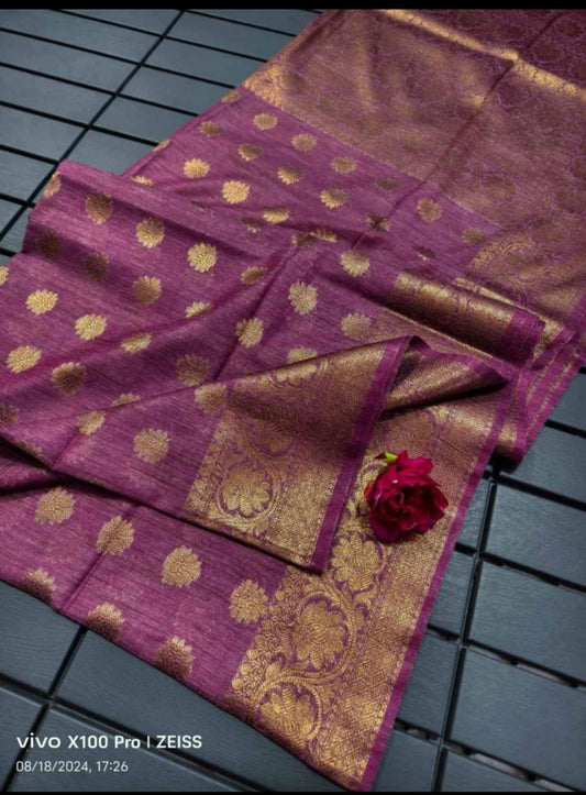 Semi Tussar Munga Banarasi Silk Saree STM38