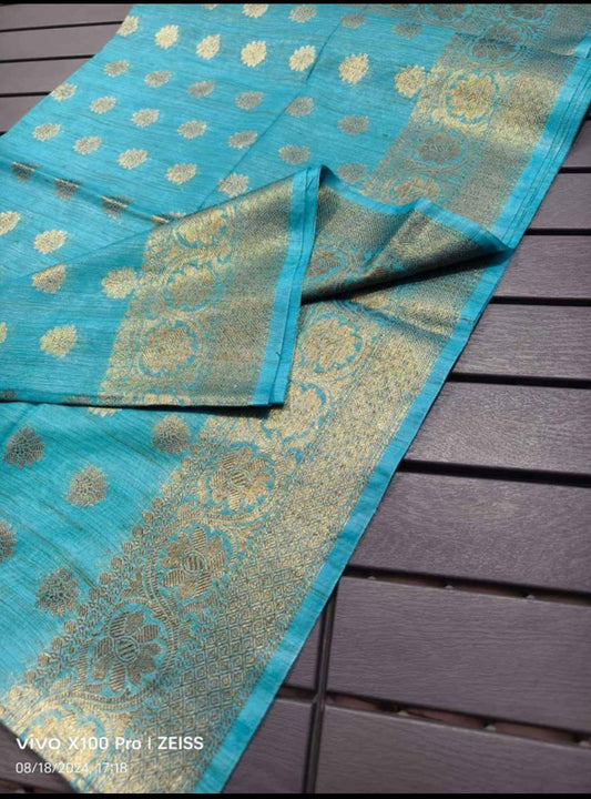 Semi Tussar Munga Banarasi Silk Saree STM40