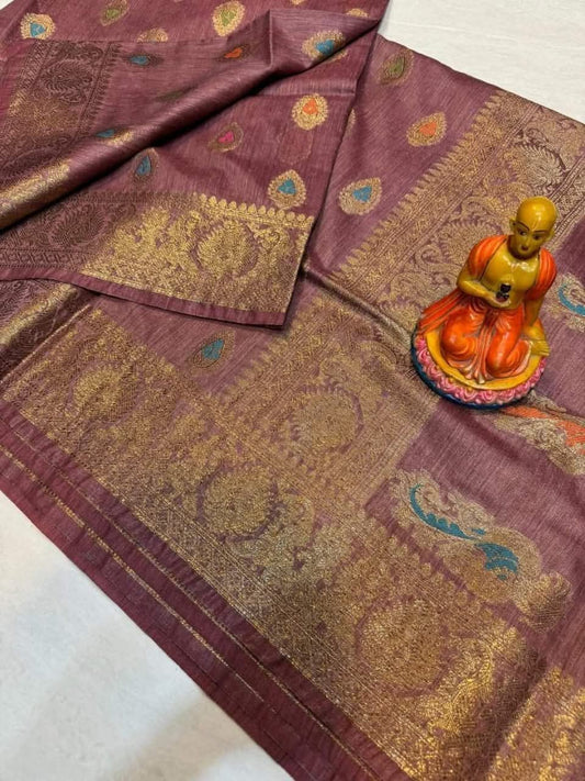 Semi Tussar Munga Banarasi Silk Saree STM41