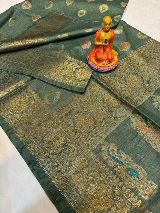 Semi Tussar Munga Banarasi Silk Saree STM42