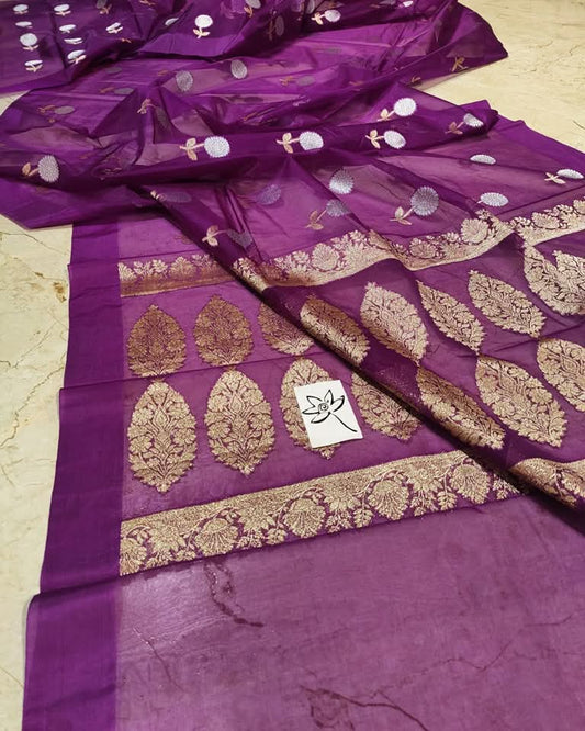 Party Wear Organza Silk Saree With Banarasi Border Saree OSB02