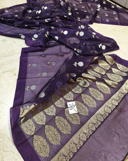 Party Wear Organza Silk Saree With Banarasi Border Saree OSB04