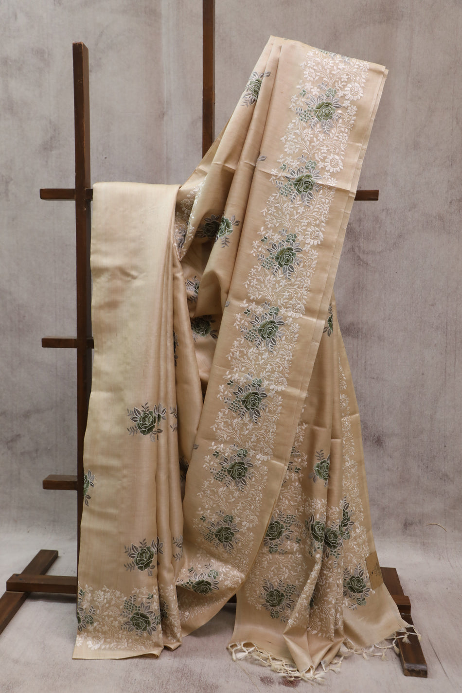 Bhagalpuri Pure Tussar Silk Saree With Beautiful Embroidery Work Saree BSE23