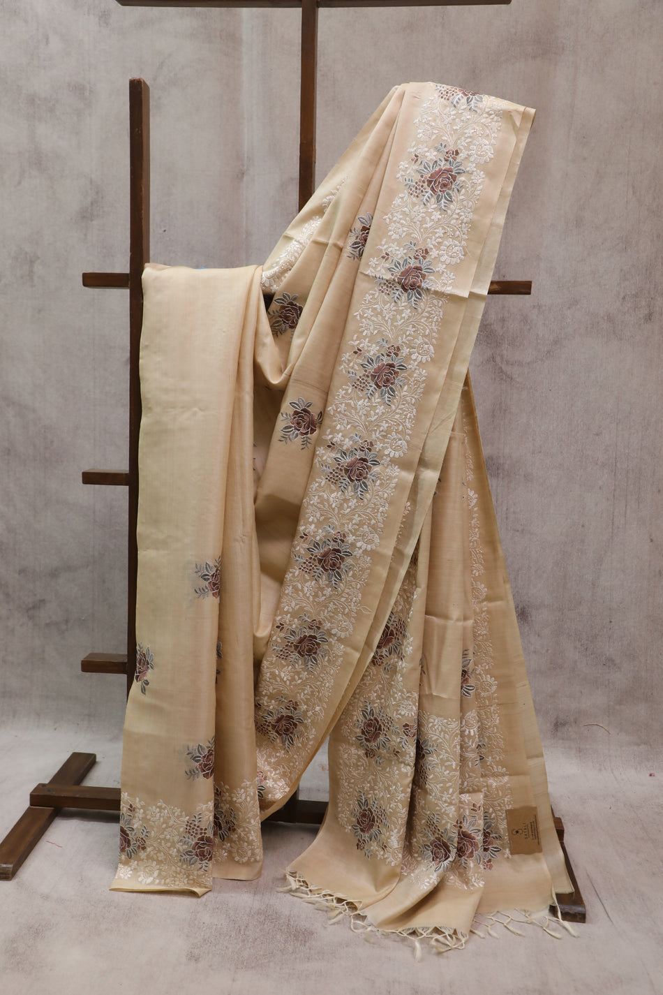 Bhagalpuri Pure Tussar Silk Saree With Beautiful Embroidery Work Saree BSE24