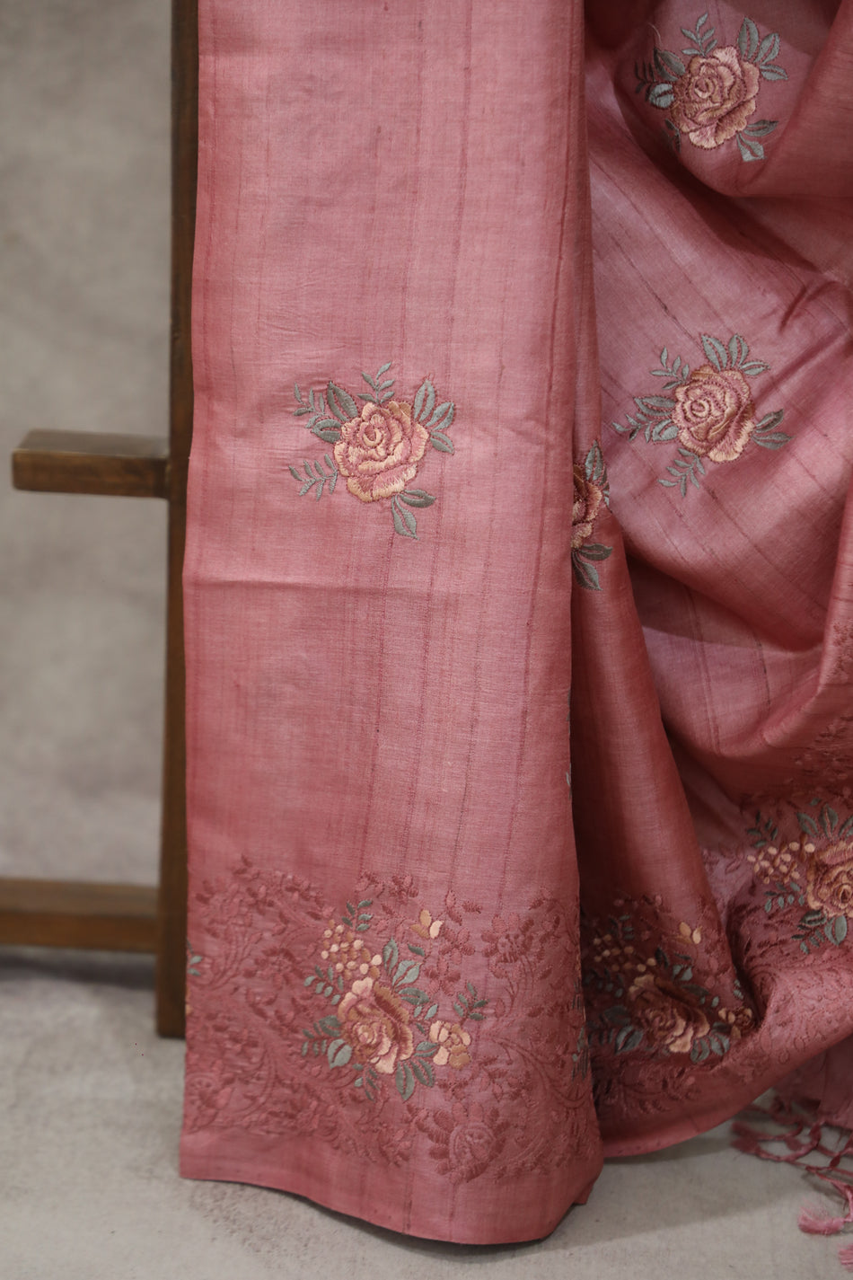 Bhagalpuri Pure Tussar Silk Saree With Beautiful Embroidery Work Saree BSE31