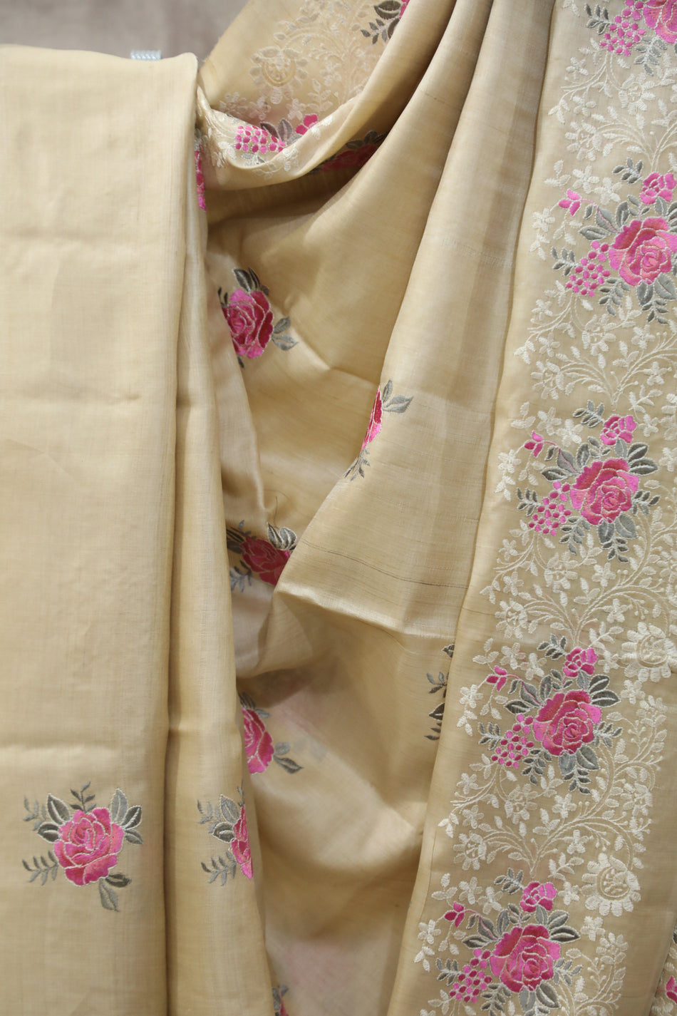 Bhagalpuri Pure Tussar Silk Saree With Beautiful Embroidery Work Saree BSE34