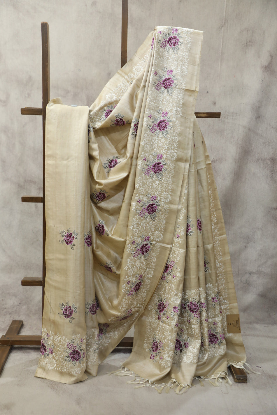 Bhagalpuri Pure Tussar Silk Saree With Beautiful Embroidery Work Saree BSE35