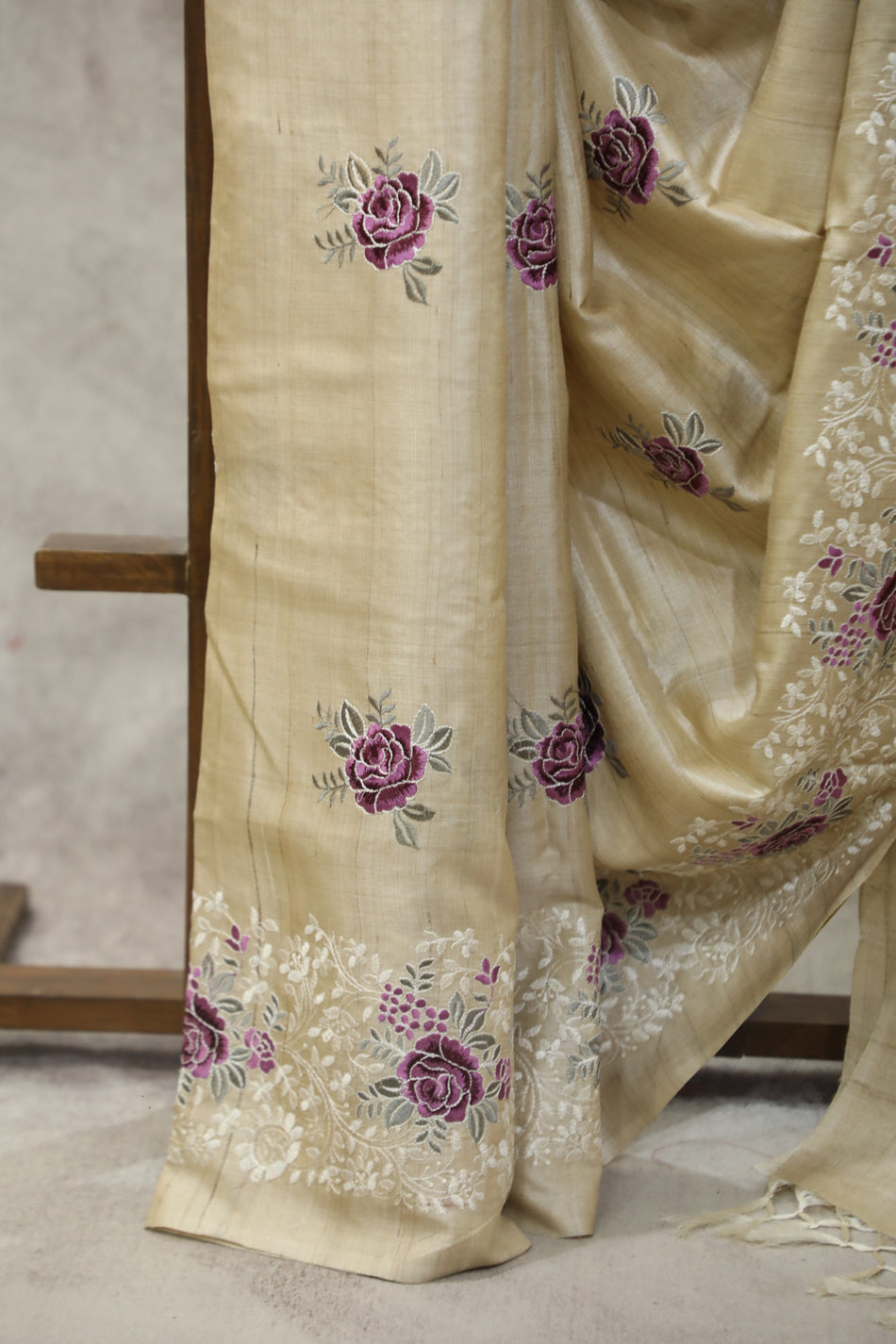 Bhagalpuri Pure Tussar Silk Saree With Beautiful Embroidery Work Saree BSE35