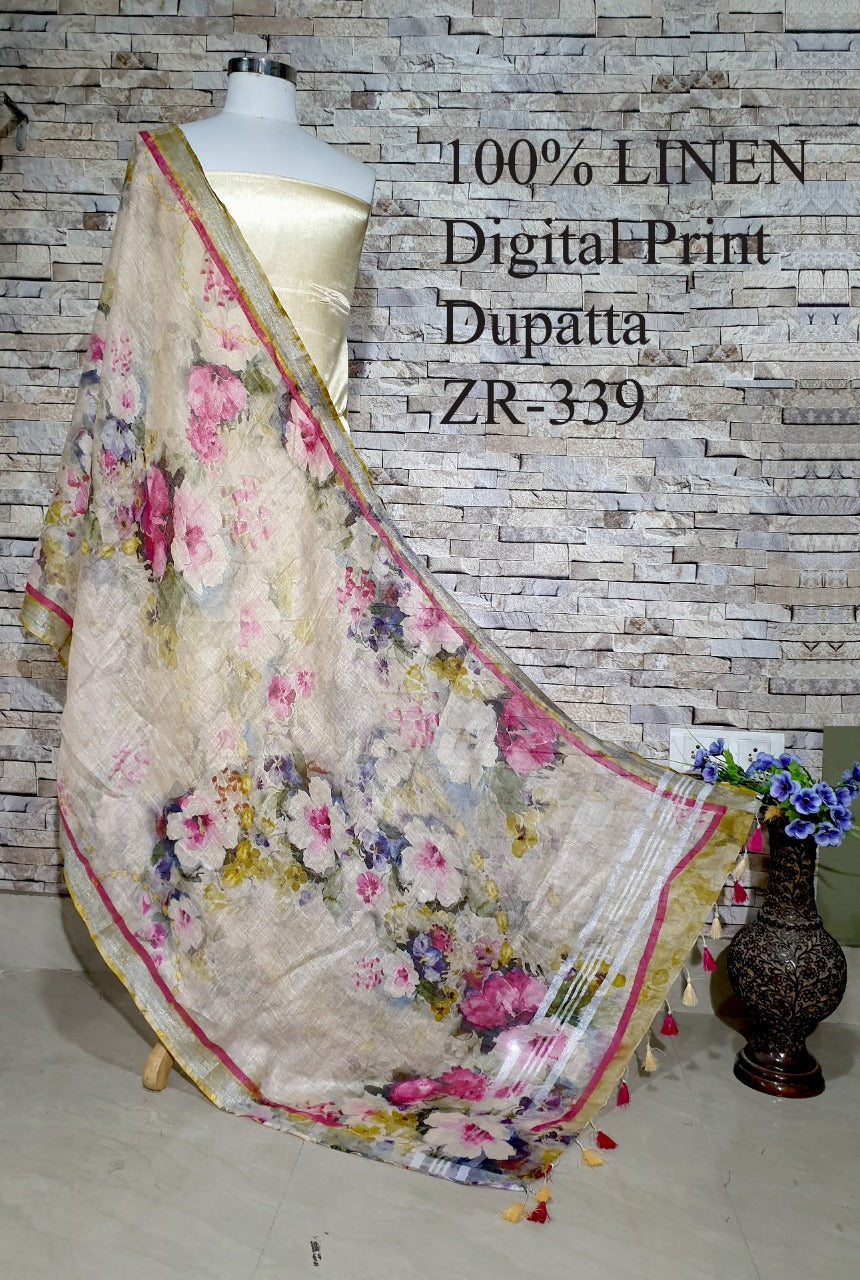 Digital Printed Linen Dupatta PLD01