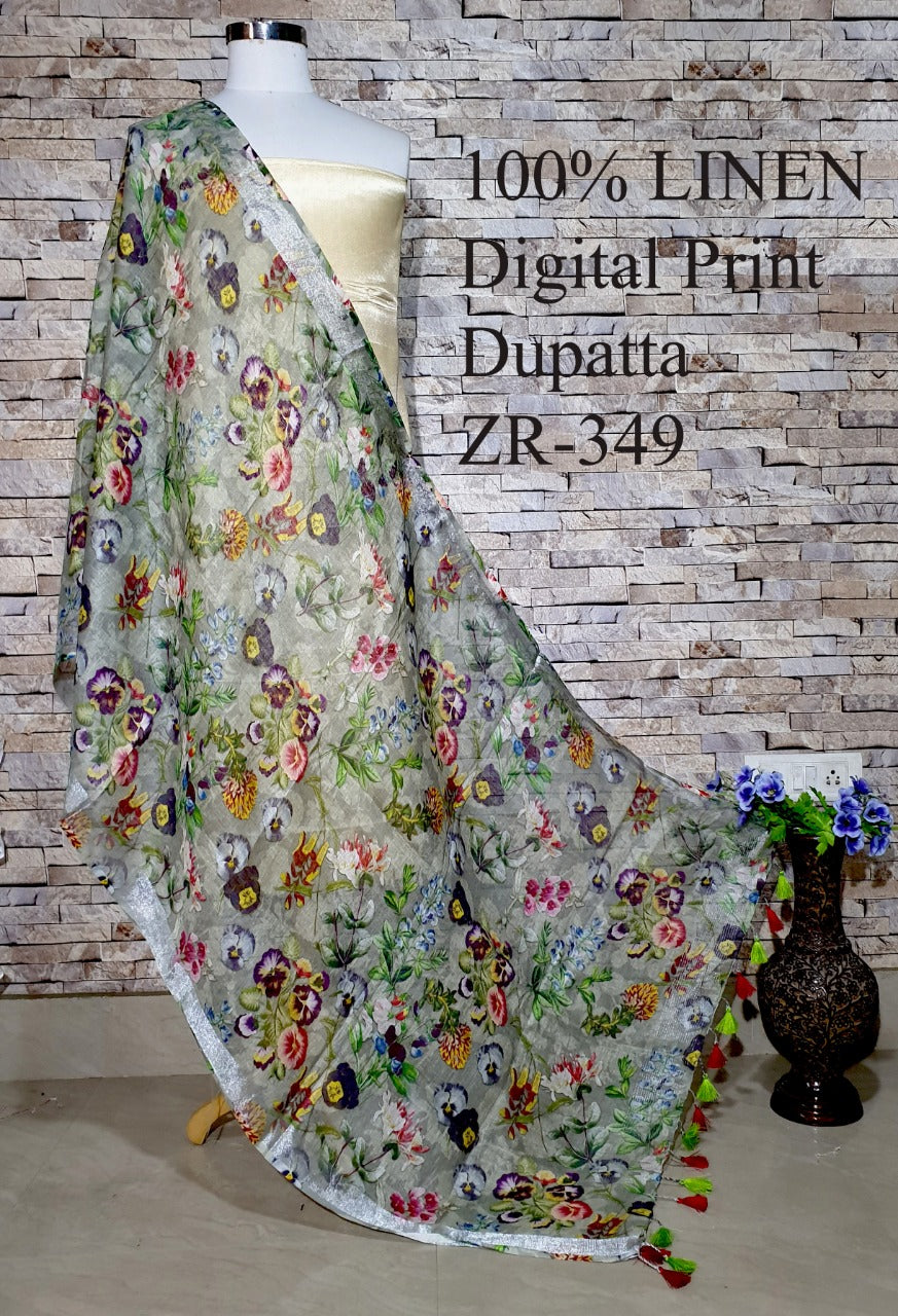 Digital Printed Linen Dupatta PLD09