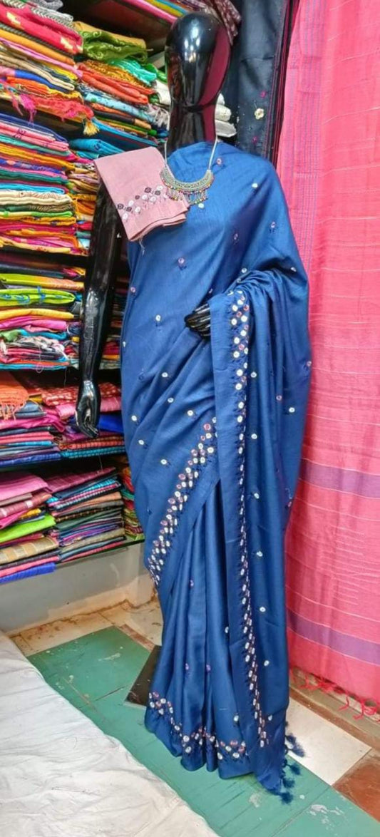 Katan Silk Saree With Beautiful Embroidery Work Saree KSB20