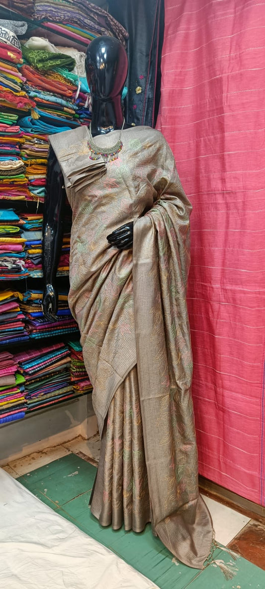 Katan Silk Saree With Beautiful Embroidery Work Saree KSB21