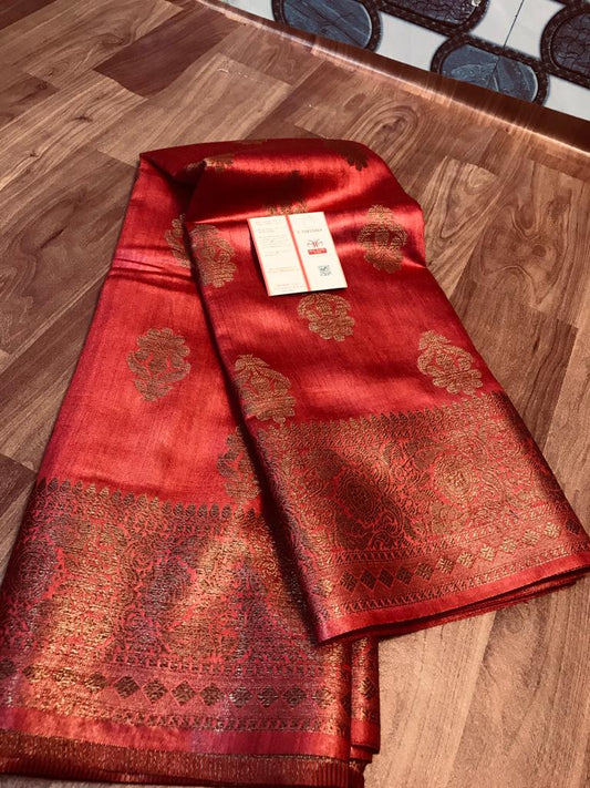 Pure Tussar Munga Banarasi Silk Saree TMS07