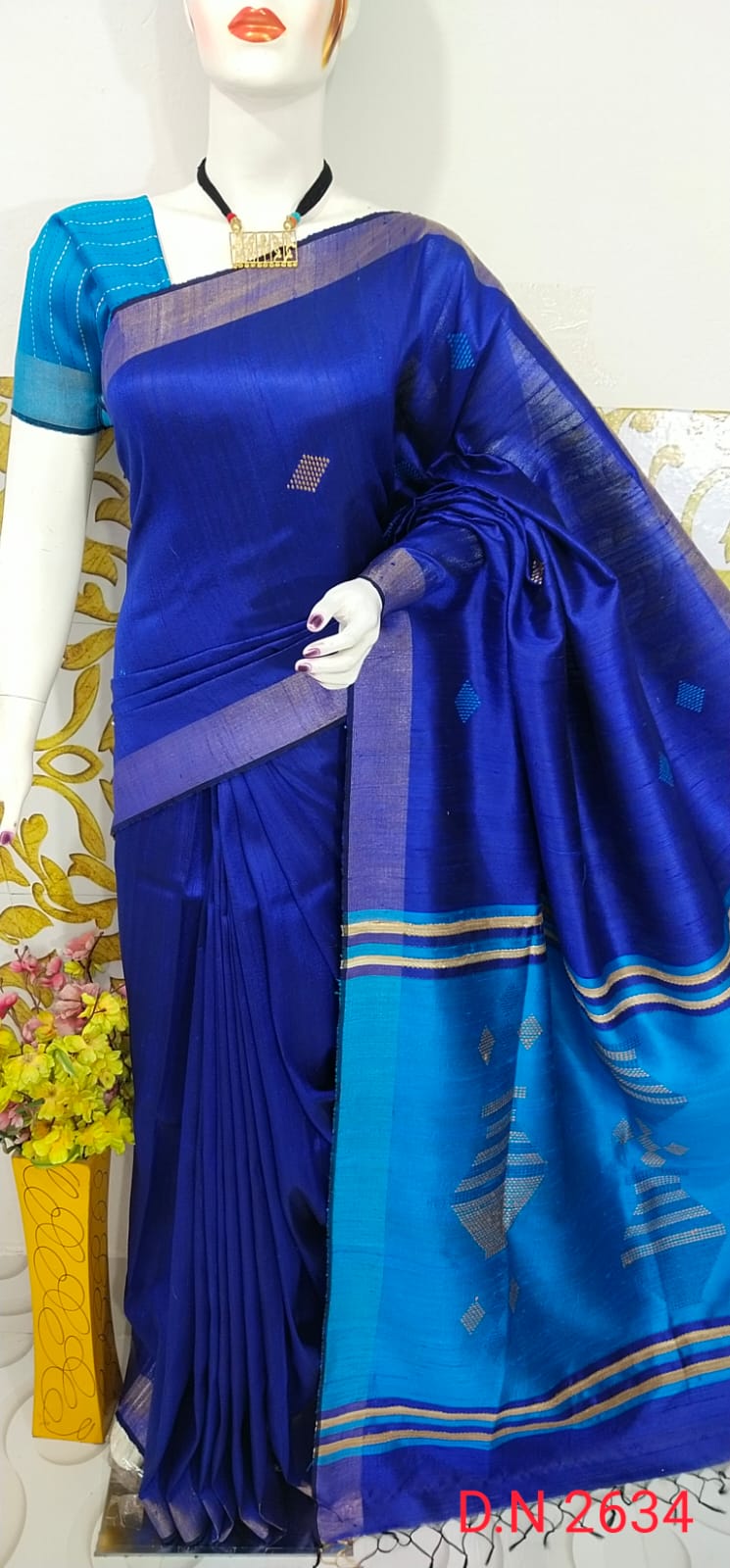 Pure Handloom Tussar  Dupion Silk Saree DTS07