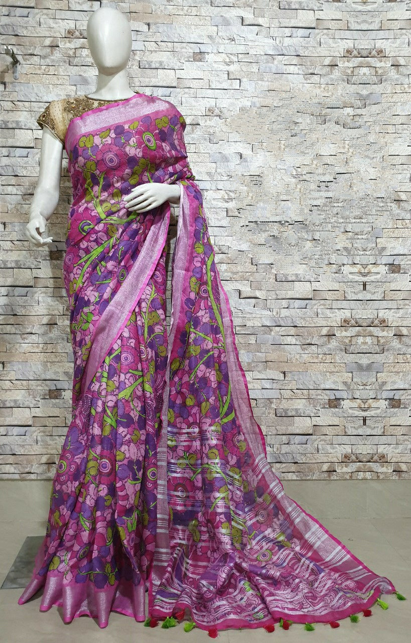 Digital Printed Linen Saree DPL38