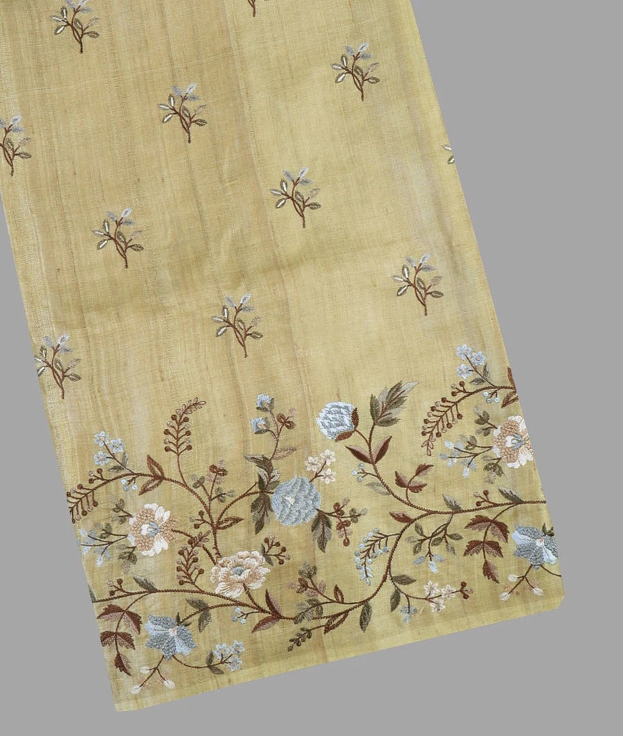 Bhagalpuri Pure Tussar Silk Saree With Beautiful Embroidery Work Saree BSE39