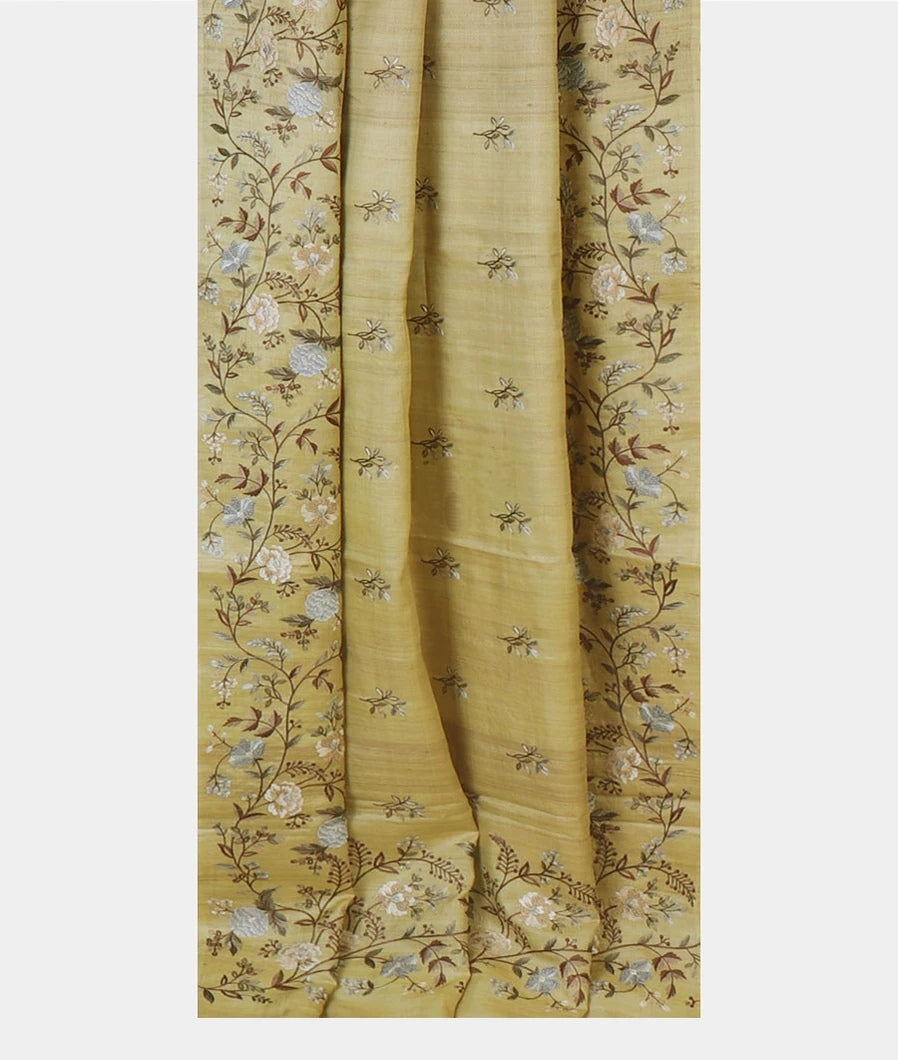 Bhagalpuri Pure Tussar Silk Saree With Beautiful Embroidery Work Saree BSE39