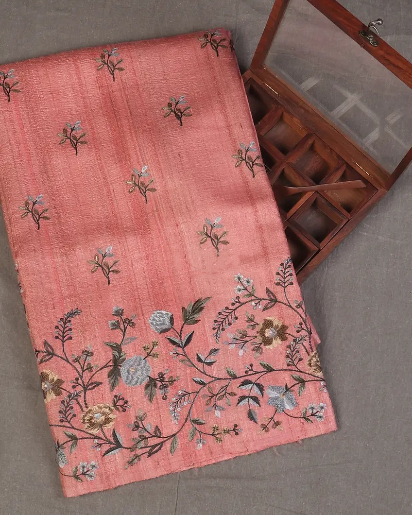 Bhagalpuri Pure Tussar Silk Saree With Beautiful Embroidery Work Saree BSE40