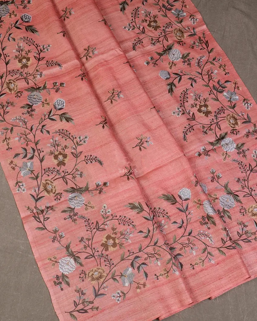 Bhagalpuri Pure Tussar Silk Saree With Beautiful Embroidery Work Saree BSE40